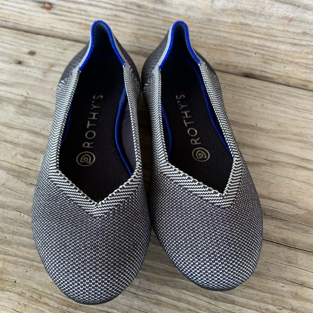 Rothy’s charcoal (black and white) rounded toe 6.5